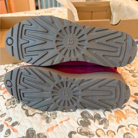 UGG TREADLITE KRISTIN FUSHIA Suede Water Resistant Shearling Boots 6.5 NIB - Picture 3 of 10